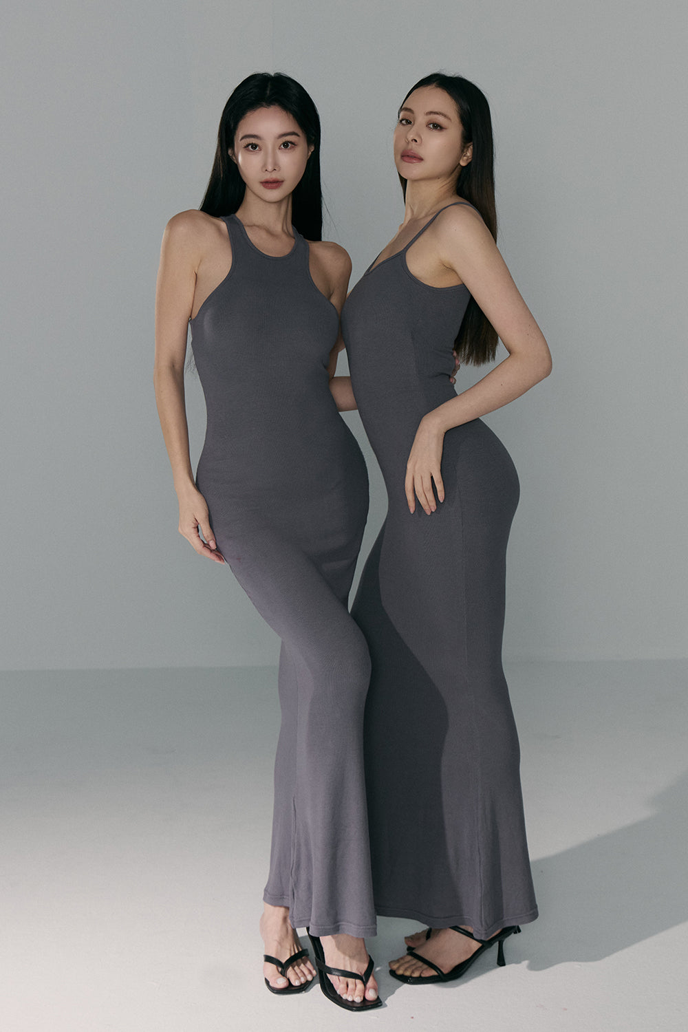 ELEGANT RIB KNIT RIBBED MAXI BRA DRESS