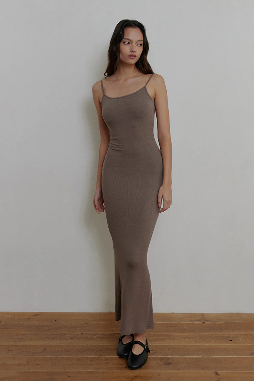 ELEGANT RIB KNIT RIBBED MAXI BRA DRESS