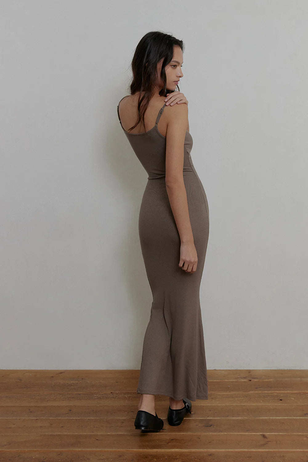 ELEGANT RIB KNIT RIBBED MAXI BRA DRESS