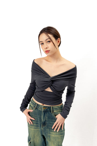 FRONT KNOT LONG SLEEVE TOP