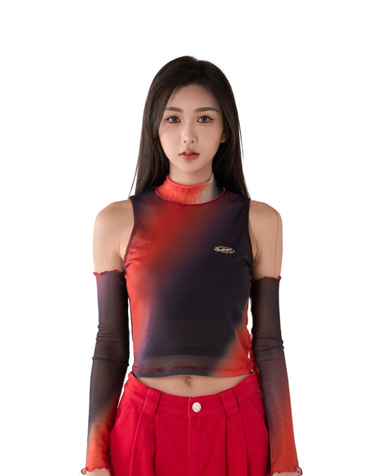 VEE LAVA SUNSET TOP WITH SLEEVES