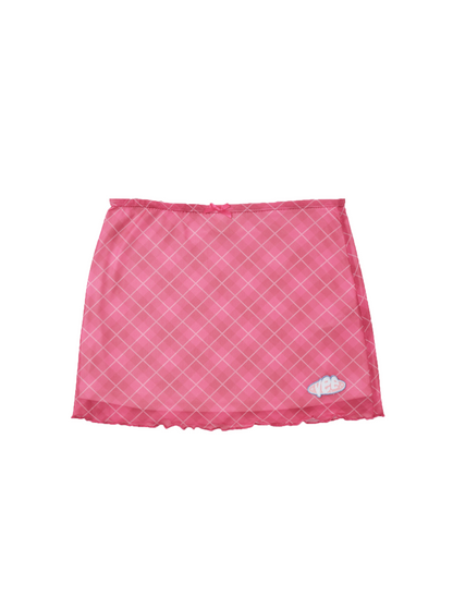 VEE STRETCHY PLAID CHECK MINI SKIRT