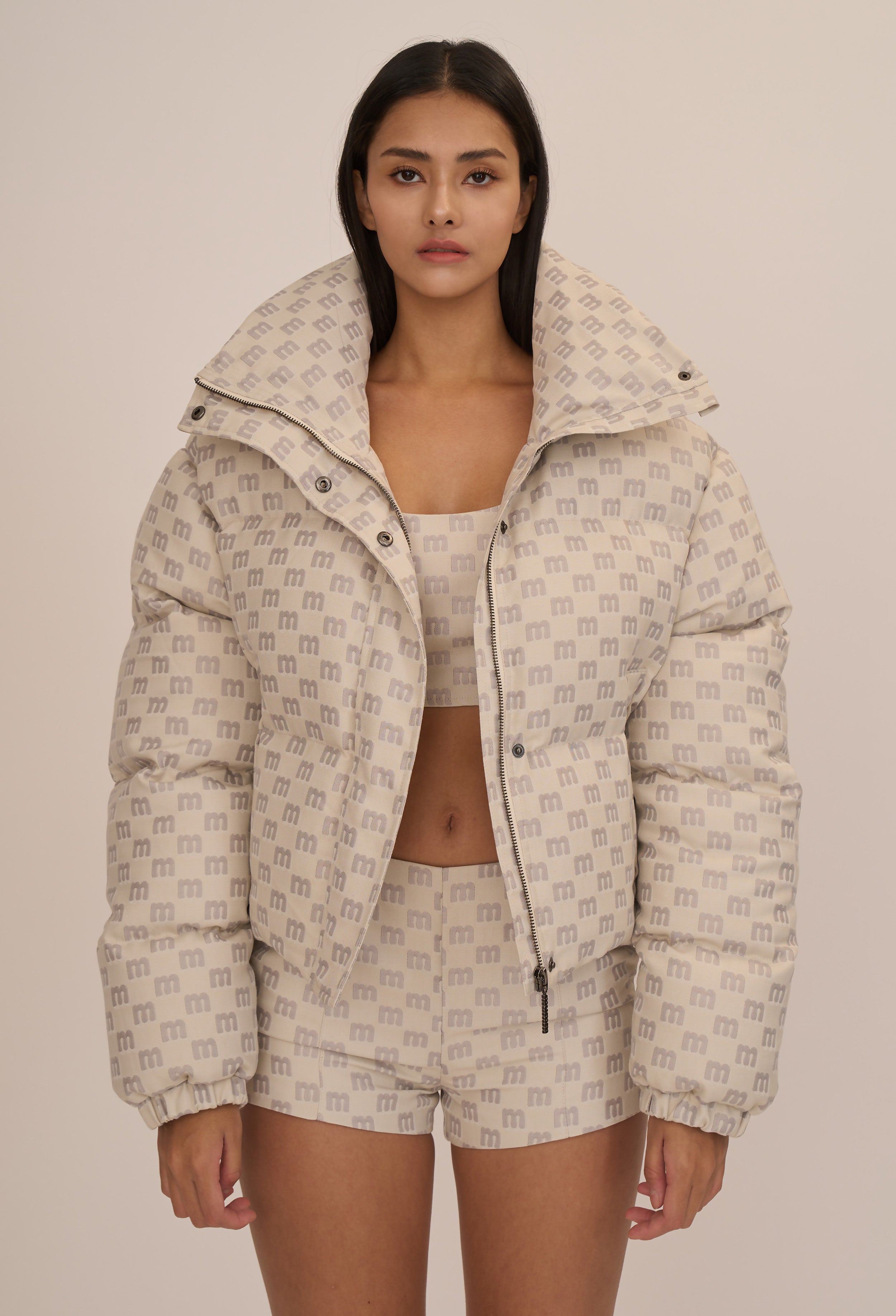 MONOGRAM JACQUARD PUFFER COAT – comfi.my