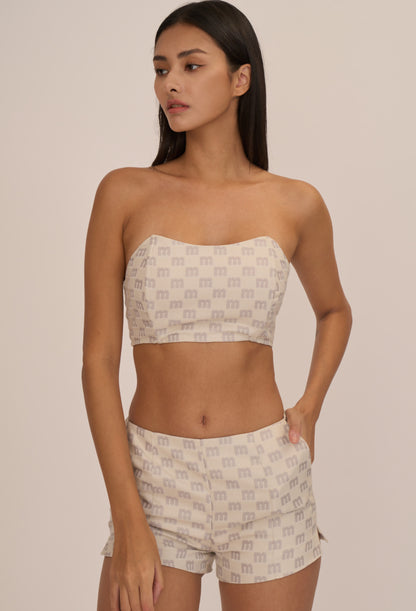 MONOGRAM JACQUARD BANDEAU BRA TOP