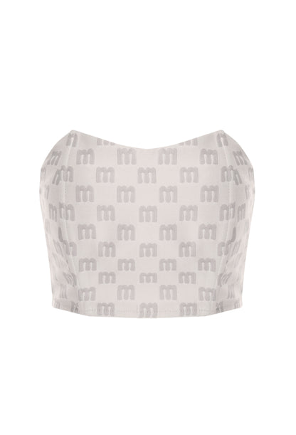 MONOGRAM JACQUARD BANDEAU BRA TOP