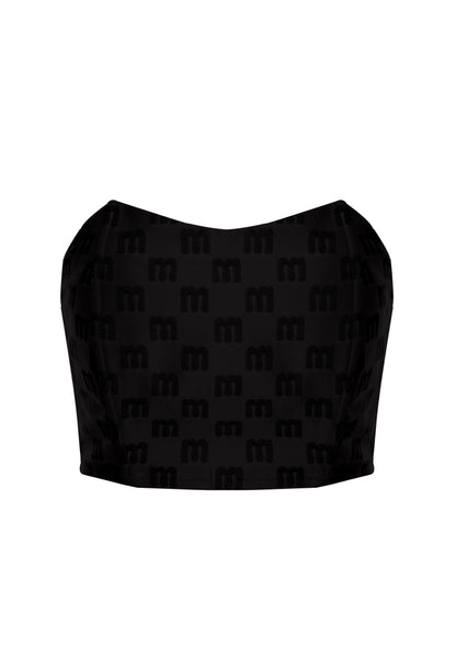 MONOGRAM JACQUARD BANDEAU BRA TOP