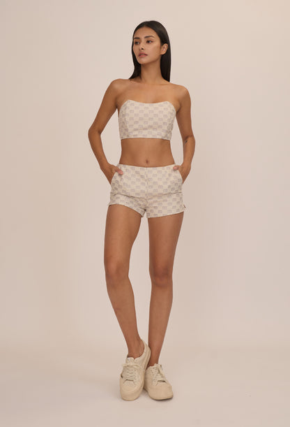 MONOGRAM JACQUARD BANDEAU BRA TOP